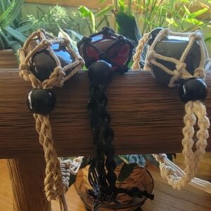Handmade Macrame Stone Bracelets. Set Of 3.